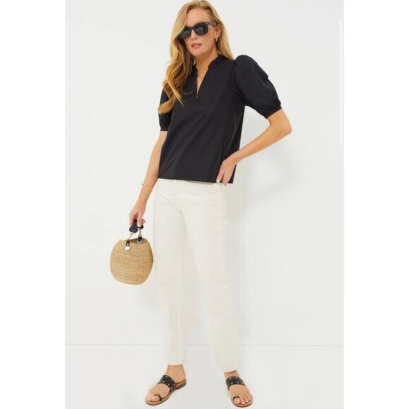 TUCKERNUCK Hyacinth House Black Ruffle Leigh Blouse NWT Size Small - Picture 1 of 12
